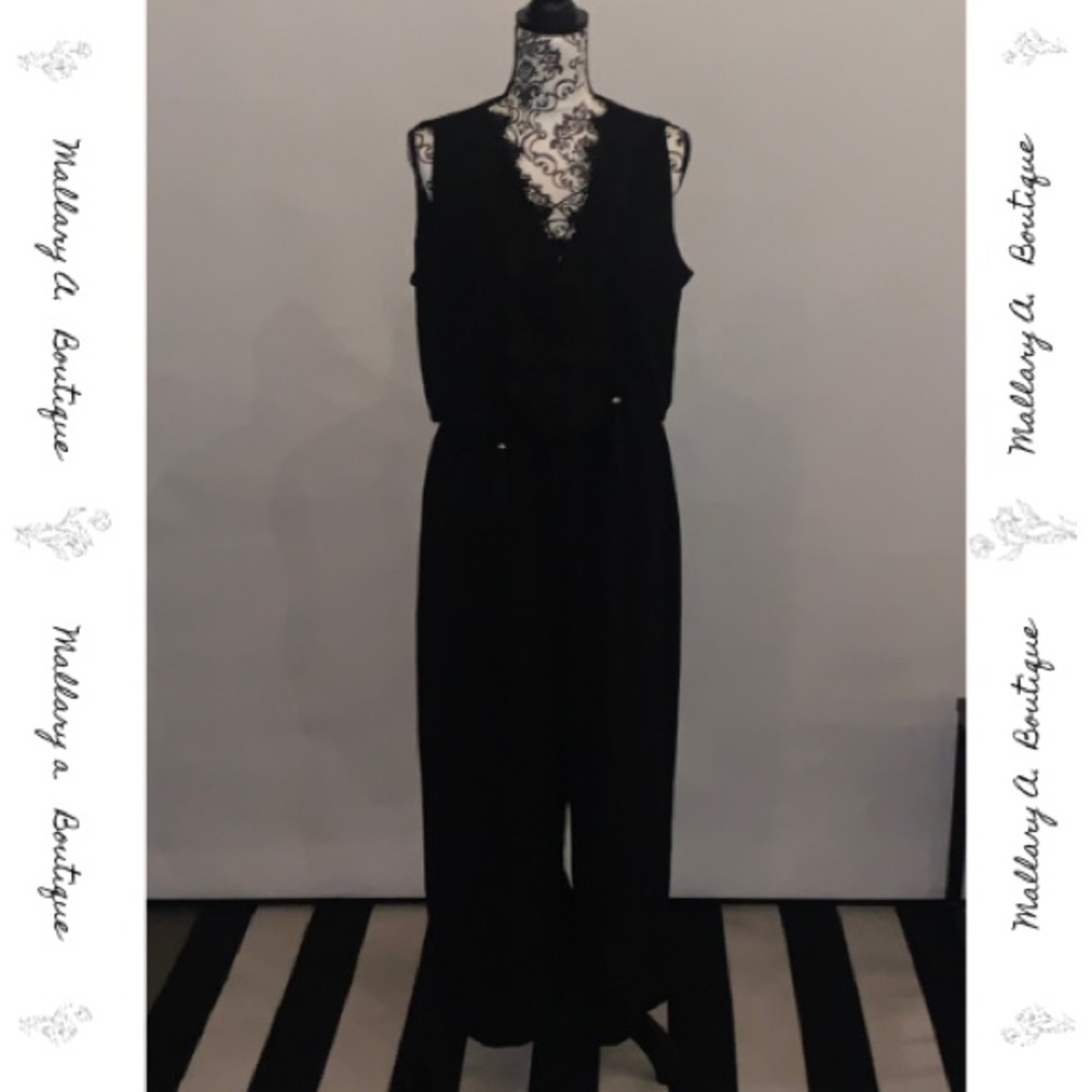 WESTPORT - Black Jumpsuit Wide-Leg pants, Sleeveless! GREAT FORMAL LOOK!